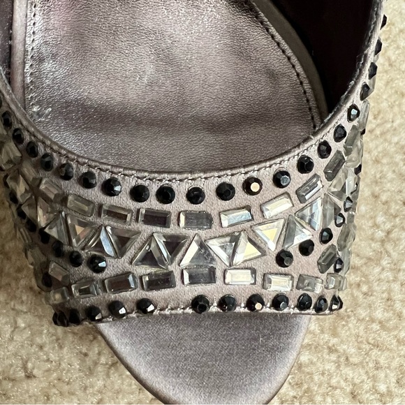 Pelle Moda Vero Cuoio Rhinestone Platform Slingback Heel Gunmetal Gray Womens 8M - Picture 2 of 7